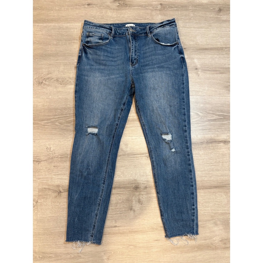 Blue Artemis Women Distressed Skinny Jeans Medium Wash Raw Hem Size‎ 12